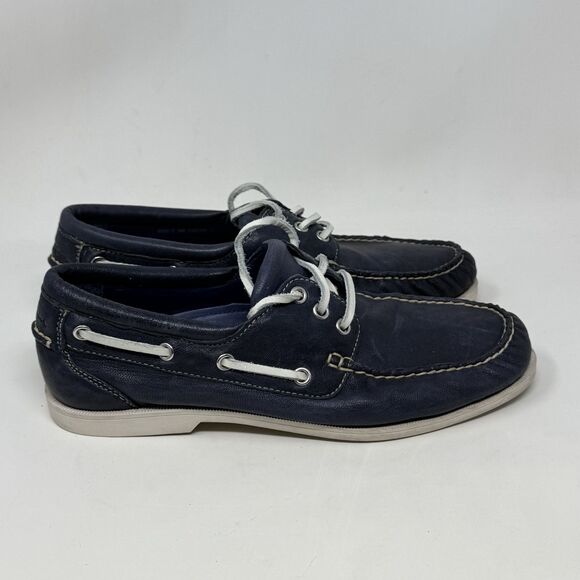 Cole Haan Boat Shoes Mens 9 M Blue Leather Slip On Casual Preppy 2 Eye C09286 - Picture 1 of 15